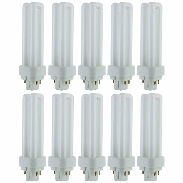 Sunlite PLD13/E/SP27K 2700K Fluorescent 13W PLD Double U-Shaped Twin Tube CFL Bulbs w/4-Pin G24Q-1, 10PK 40532-SU